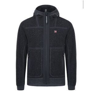 Montura San Martino Wool Blend Jacket Zip Hooded Fleece Charcoal Jacket Sz XL